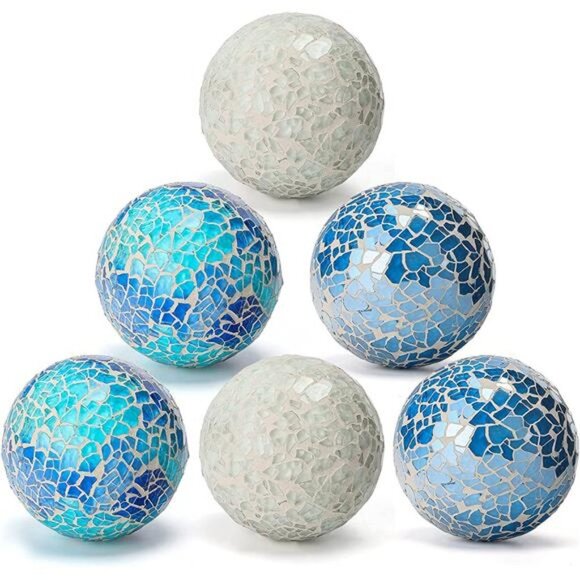 Other - Decorative Ball Set, 6PCS 2.4 Inches Mosaic Glass Orbs Centerpiece Balls Glass